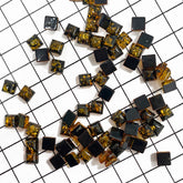 Green "Earth Stone" Amber Square Calibrated Cabochon 10 pcs